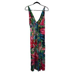 Natori Dress Rainbow Tropical Floral Maxi Hostess Resort